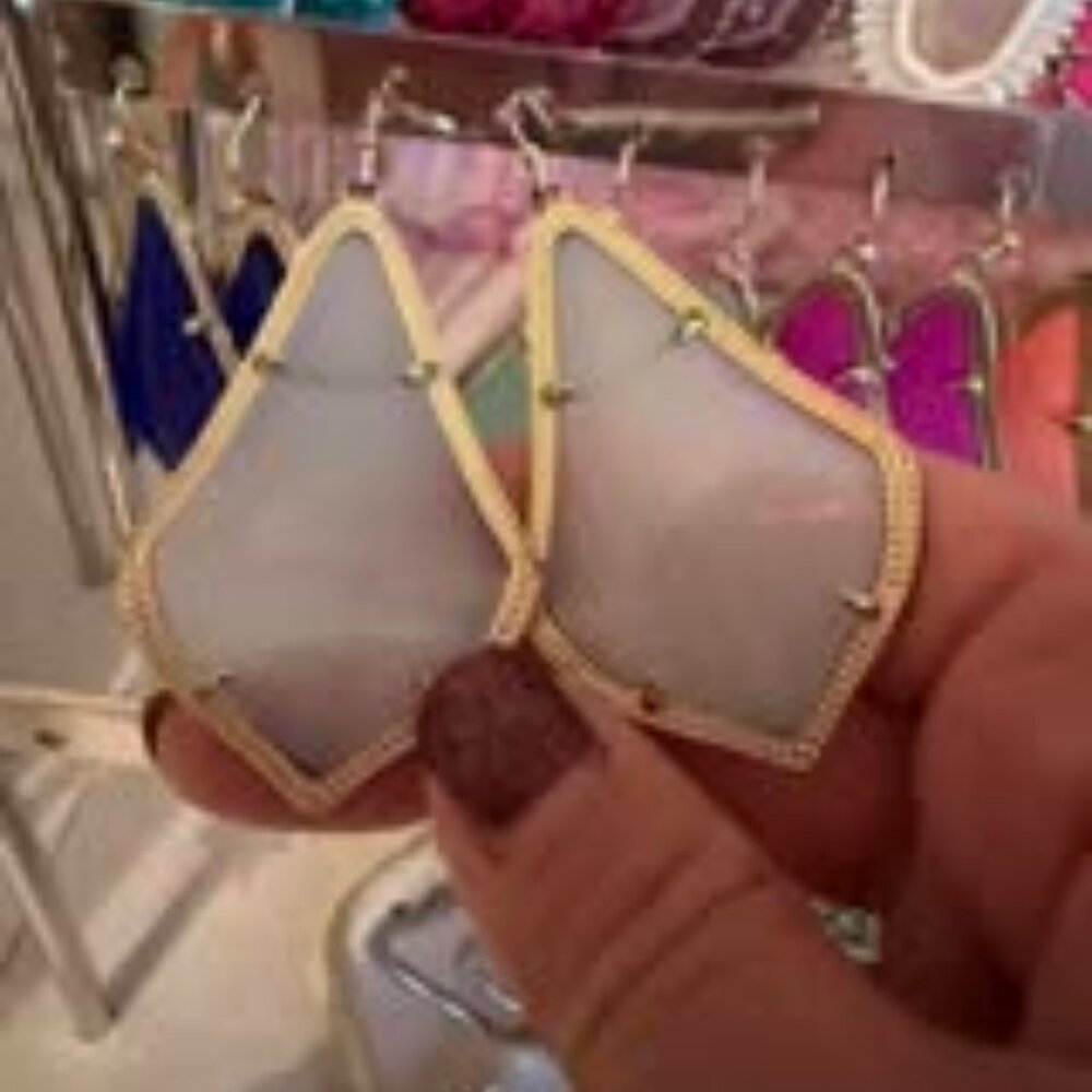 Kendra Scott Gray Iridescent Silver Alexandria Earrings EUC